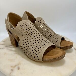 Euro Soft By Sofft Addley Perforated Ankle Booties Women's 9.5M Open Toe Beige